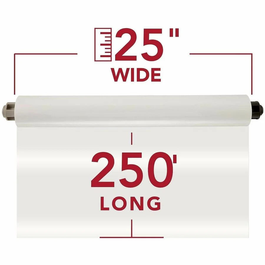 GBC EZ Load Gray End Cap Laminating Roll Film - 25’’ x 250 ft 3 mil - Glossy Finish - Classroom Use - Clear - 2/Carton