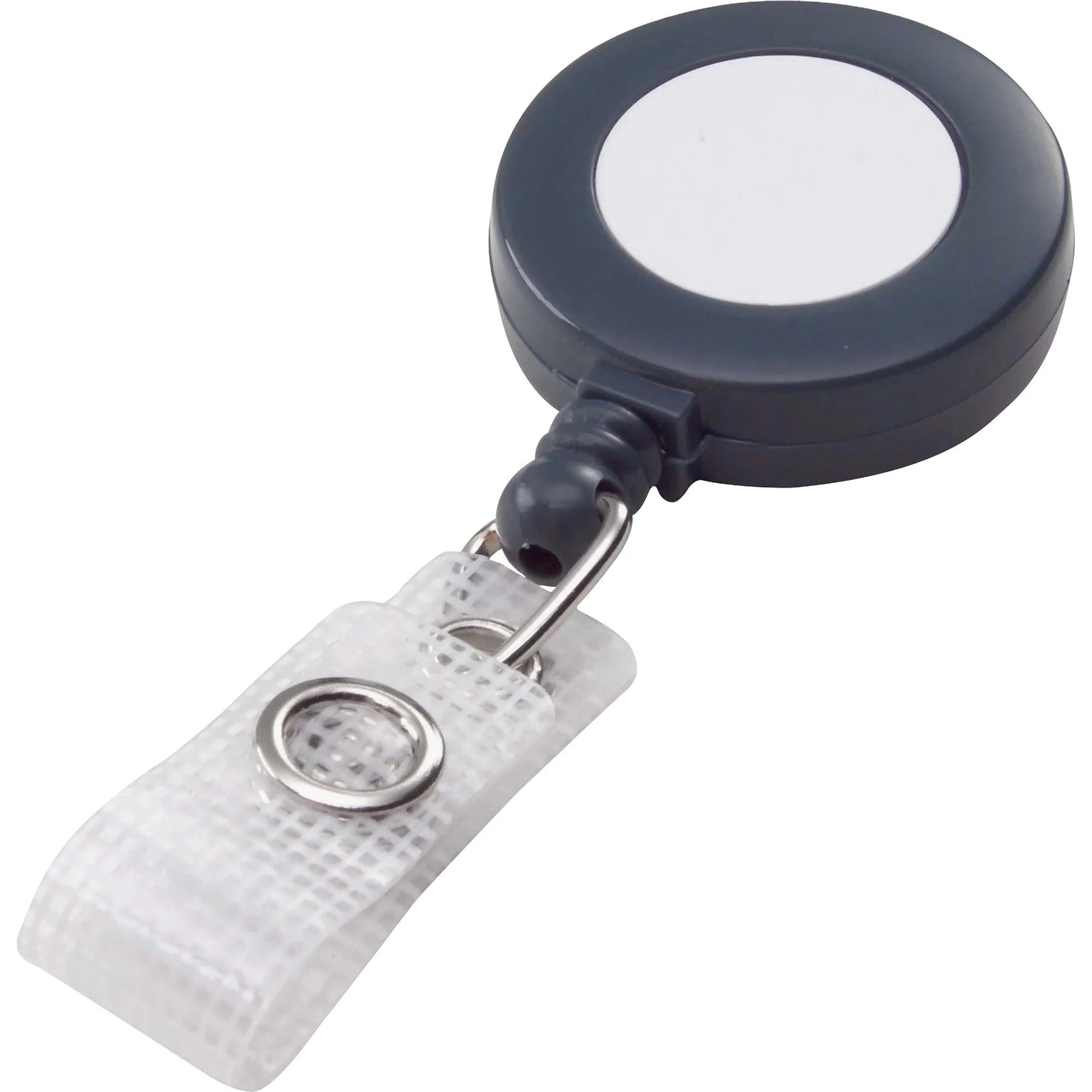 GBC Retractable Round Badge Reel: Plastic & Nylon Gray - 25/Box - ID Badges Supplies