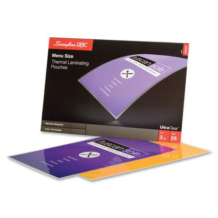 GBC UltraClear Menu Size Laminating Pouches - 11.5’’ x 17.5’’ - 3 mil - Glossy - 25 Pack - Supplies