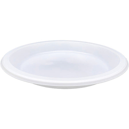Genuine Joe 10-1/4’’ Large Plastic Plates - Disposable - 10.3’’ Diameter - Warm White - Body - 125/Pack - 4 / Carton