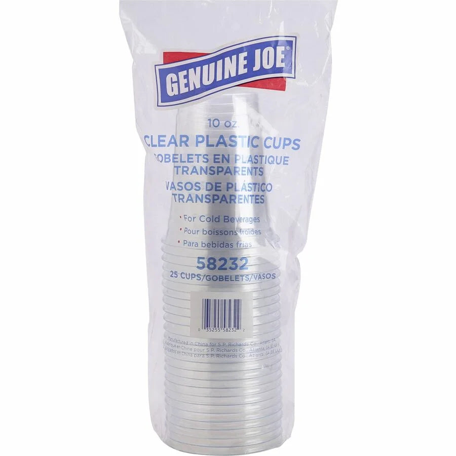 Genuine Joe 10 oz Clear Plastic Cups - fl - Cold Drink Beverage - 25/Pack - 20 / Carton