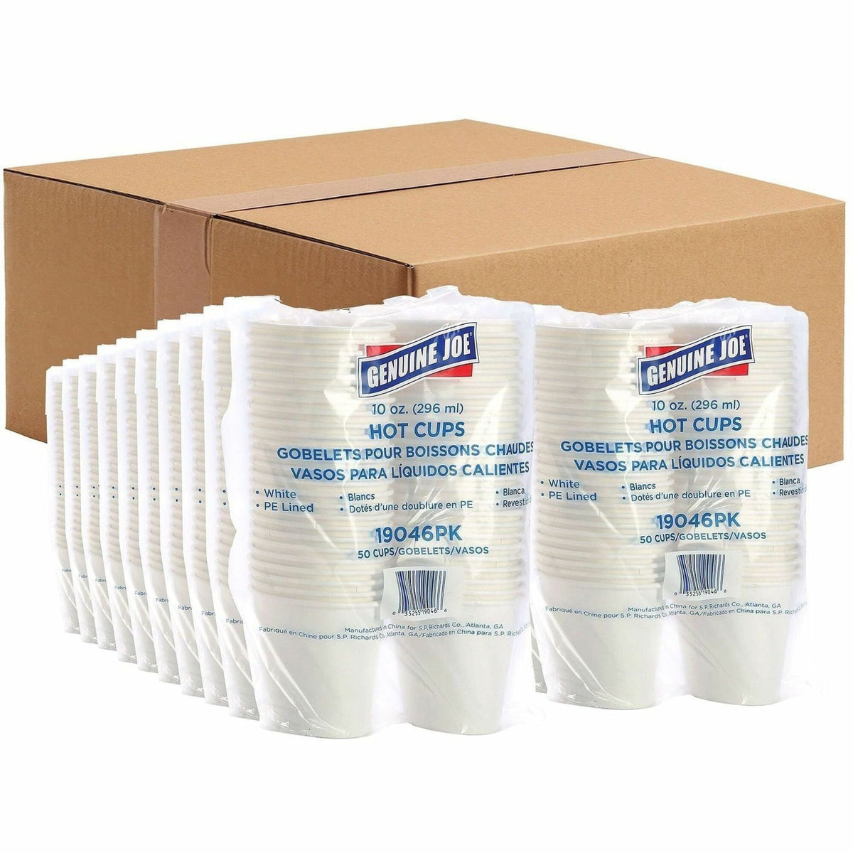 Genuine Joe 10 oz Disposable Hot Cups - fl - White - Polyurethane - Drink Beverage - 50/Pack - 20 / Carton