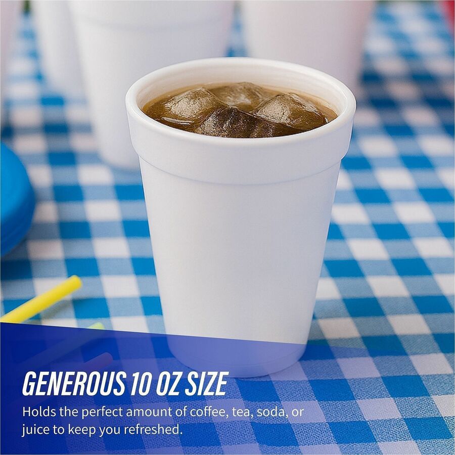 Genuine Joe 10 oz Hot/Cold Foam Cups - fl - White - Hot Drink Cold - 25/Pack - 40 / Carton