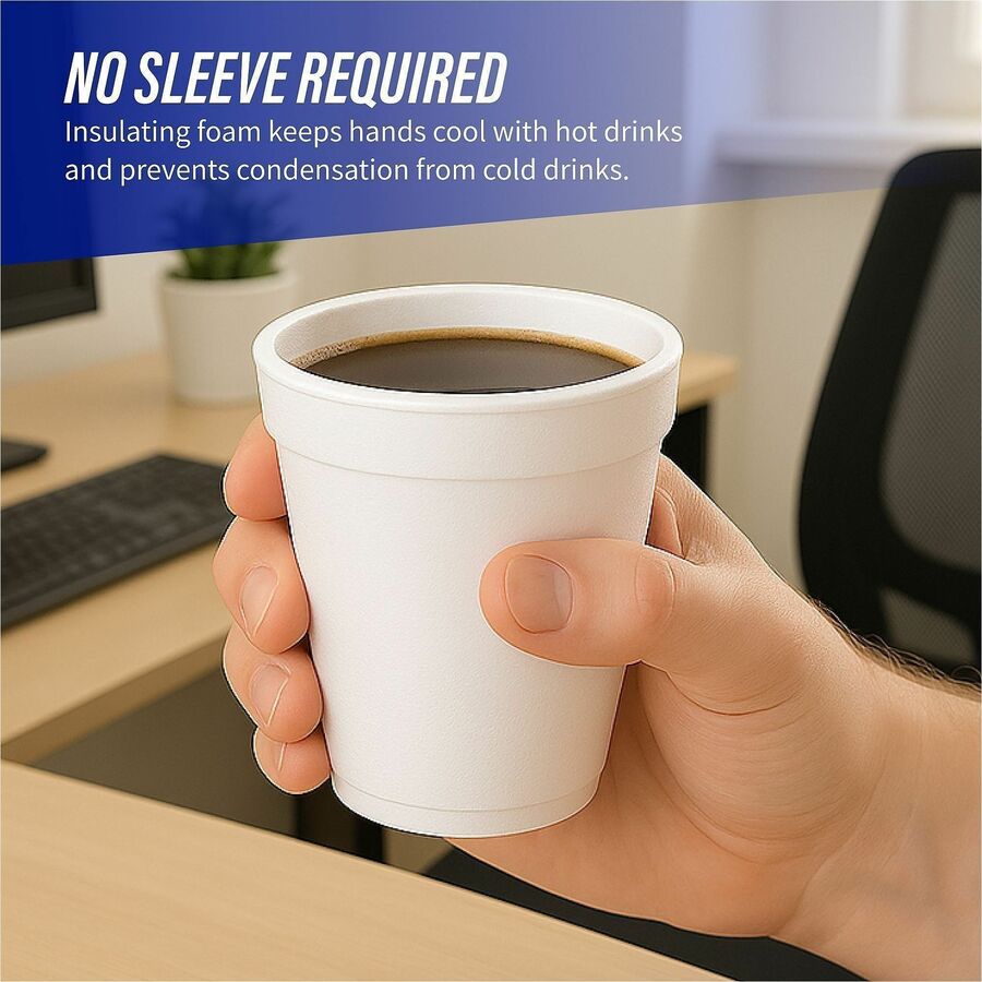 Genuine Joe 10 oz Hot/Cold Foam Cups - fl - White - Hot Drink Cold - 25/Pack - 40 / Carton