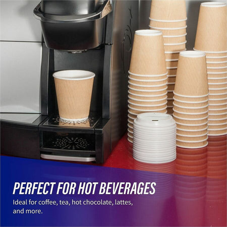 Genuine Joe 10 oz Rippled Hot Cups - 25 / Pack - fl - 20 / Carton - Brown - Drink Beverage - Drinking