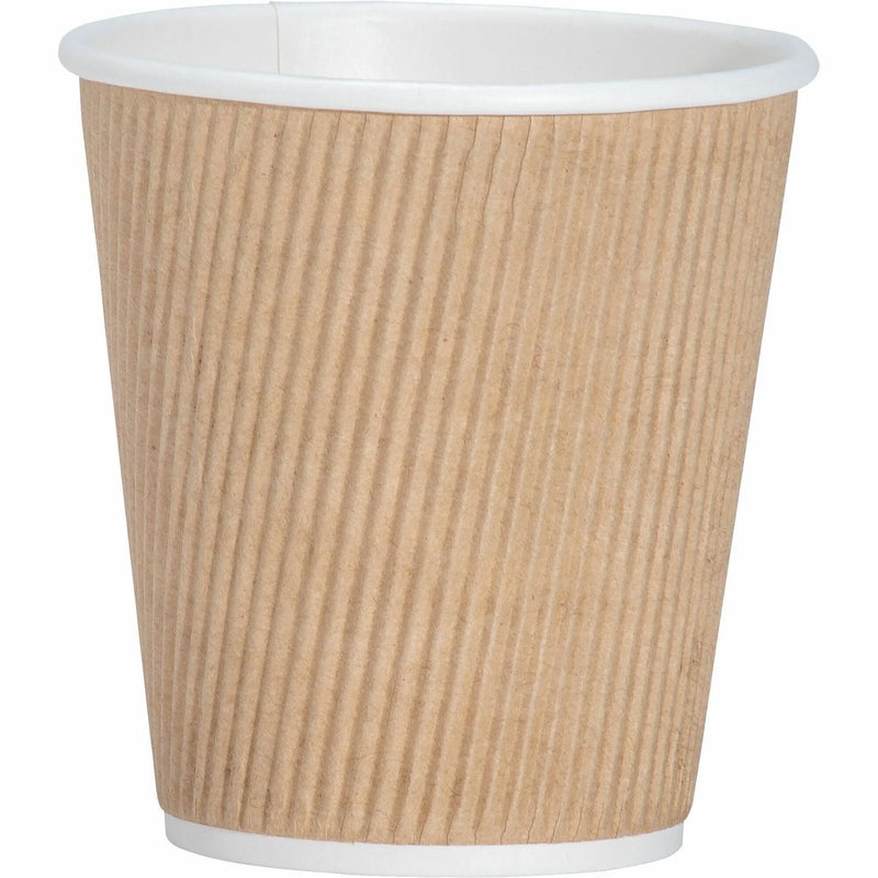 Genuine Joe 10 oz Rippled Hot Cups - fl - Brown - Beverage Drink - 25 / Pack