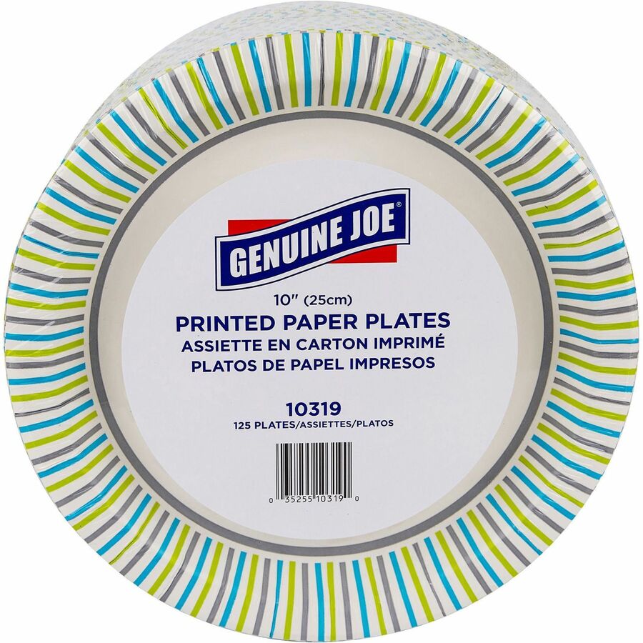 Genuine Joe 10" Printed Paper Plates - Front