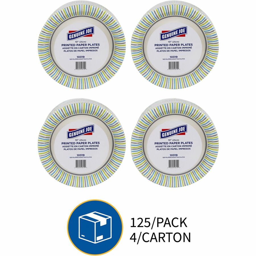 Genuine Joe 10" Printed Paper Plates - Alternate-Image1