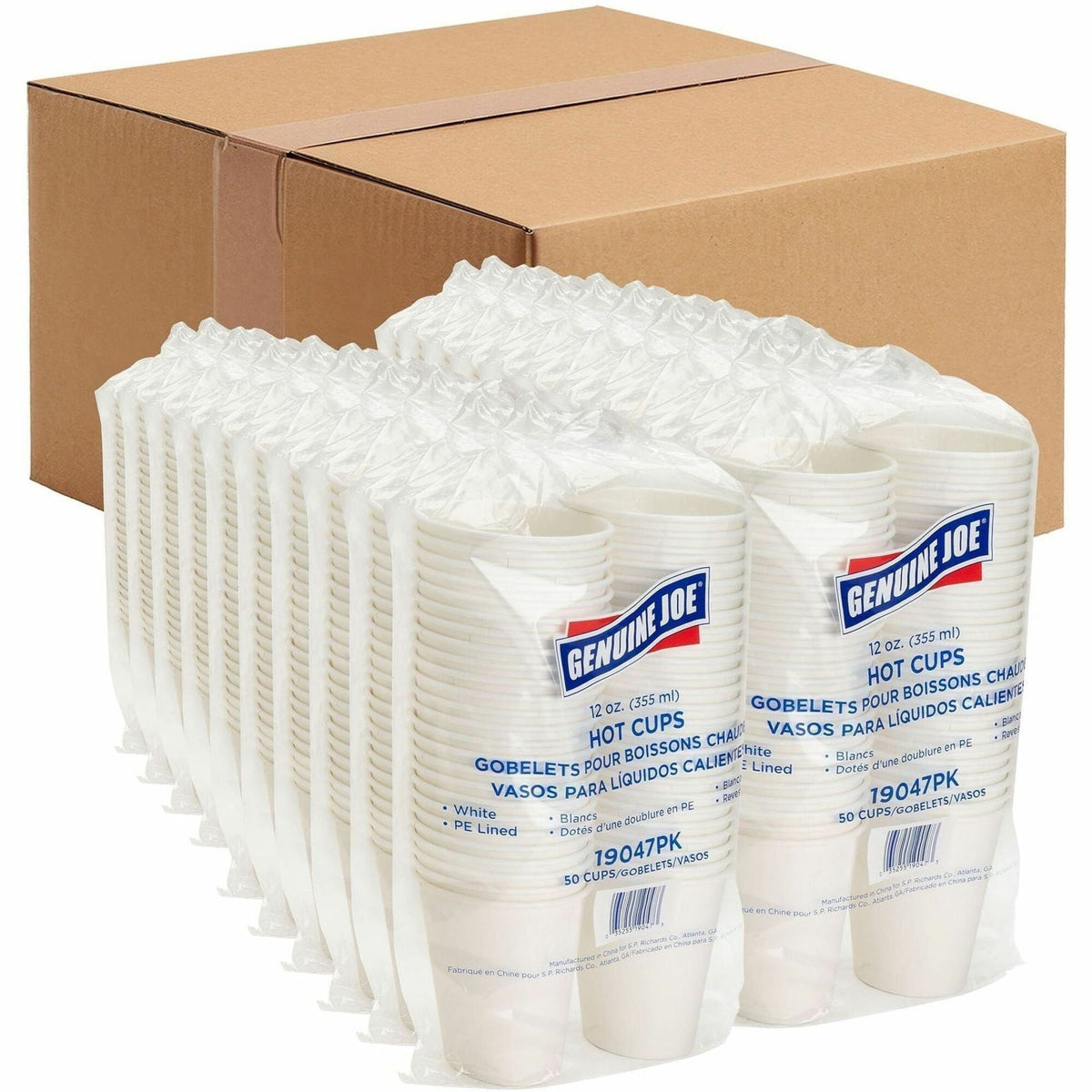 Genuine Joe 12 oz Disposable Hot Cups - fl - White - Polyurethane - Drink Beverage - 50/Pack - 20 / Carton