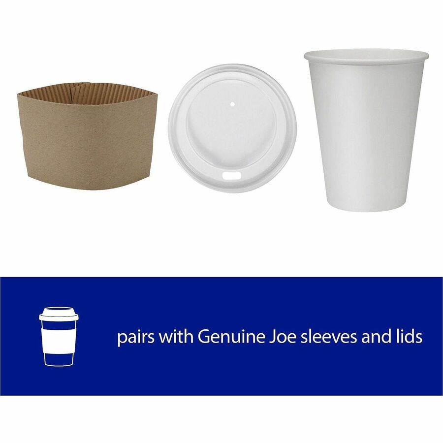 Genuine Joe 12 oz Disposable Hot Cups - fl - White - Polyurethane - Drink Beverage - 50/Pack - 20 / Carton