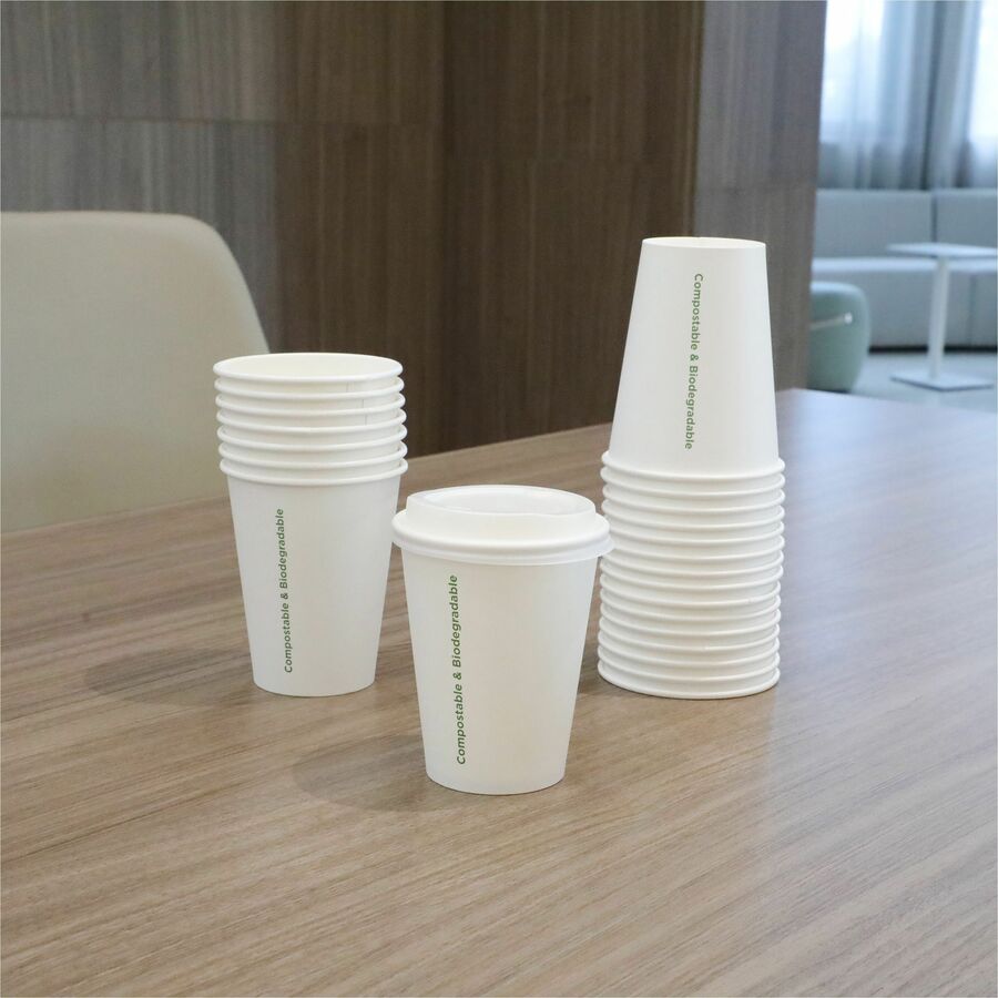 Genuine Joe 12 oz Eco-friendly Paper Cups - fl - White - 50/Pack - 20 / Carton