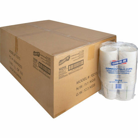 Genuine Joe 12 oz Eco-friendly Paper Cups - fl - White - 50/Pack - 20 / Carton