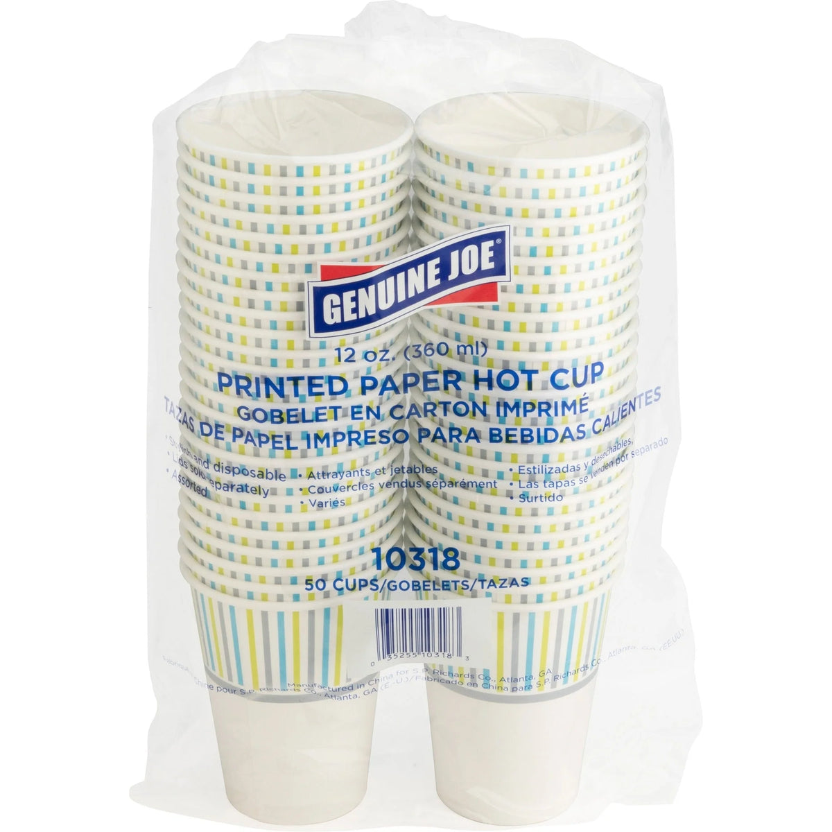 Genuine Joe 12 oz Hot Beverage Cups - Assorted Paper for Drinks