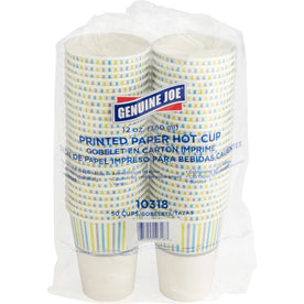 Genuine Joe 12 oz Hot Beverage Cups - Assorted Paper for Drinks