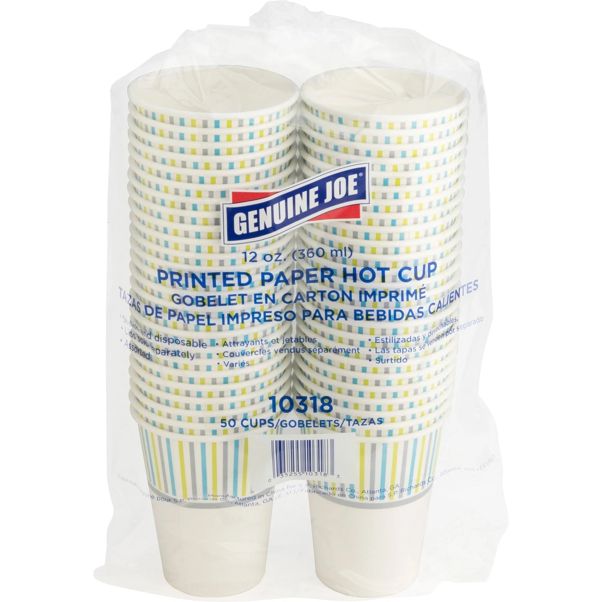 Genuine Joe 12 oz Hot Beverage Cups - Assorted Paper for Drinks