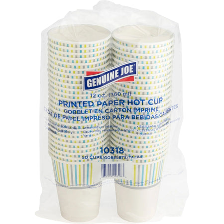 Genuine Joe 12 oz Hot Beverage Cups - Assorted Paper for Drinks