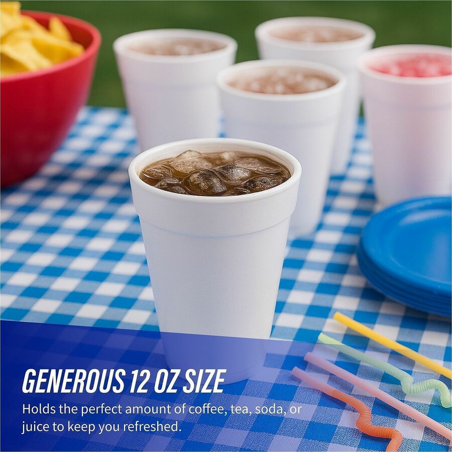 Genuine Joe 12 oz Hot/Cold Foam Cups - fl - White - Hot Drink Cold - 40/Pack - 25 / Carton