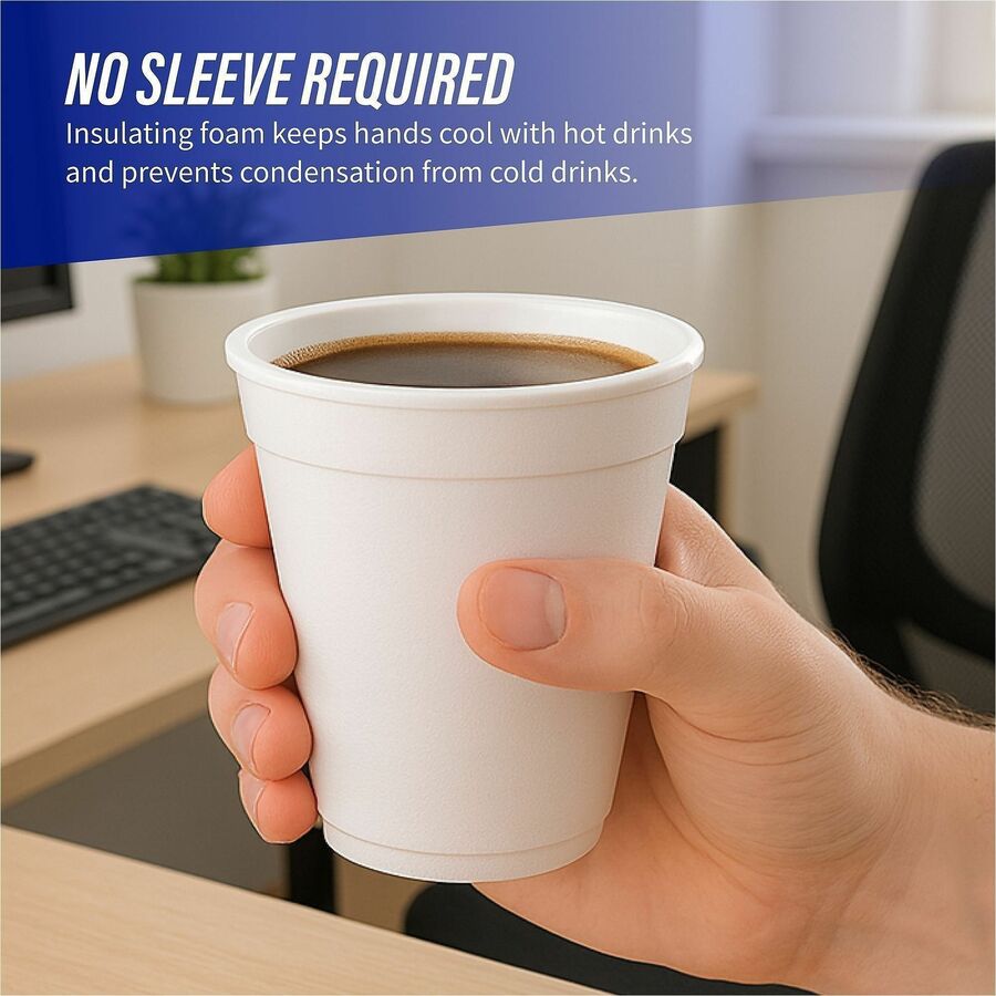 Genuine Joe 12 oz Hot/Cold Foam Cups - fl - White - Hot Drink Cold - 40/Pack - 25 / Carton