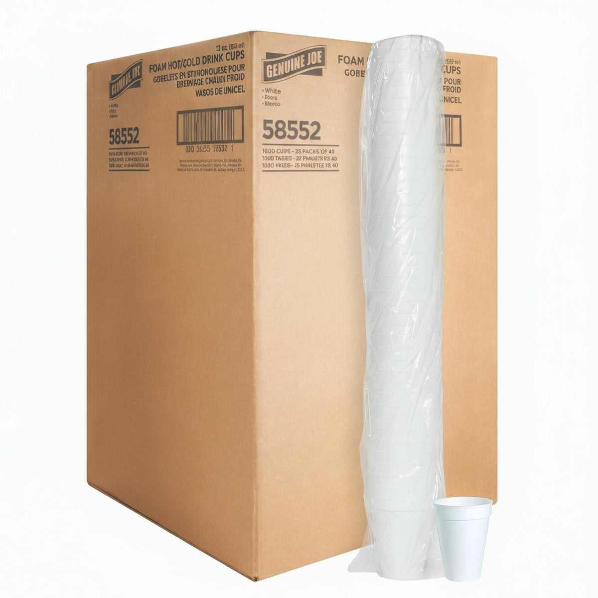 Genuine Joe 12 oz Hot/Cold Foam Cups - fl - White - Hot Drink Cold - 40/Pack - 25 / Carton