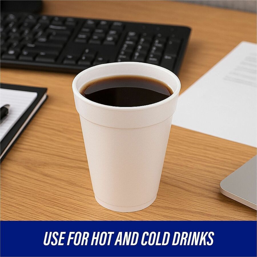 Genuine Joe 12 oz Hot/Cold Foam Cups - fl - White - Hot Drink Cold - 40/Pack - 25 / Carton