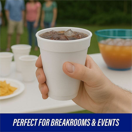 Genuine Joe 12 oz Hot/Cold Foam Cups - fl - White - Hot Drink Cold - 40/Pack - 25 / Carton
