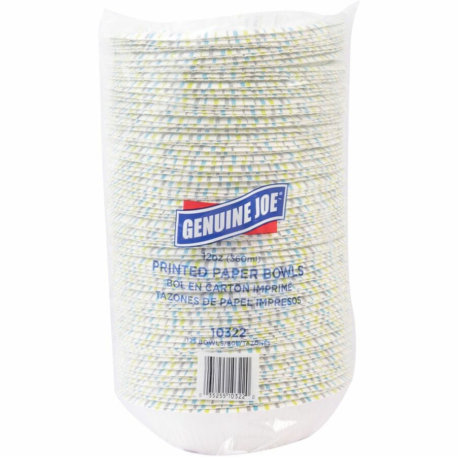 Genuine Joe 12 oz Paper Bowls - Disposable - Multi - 125 / Pack