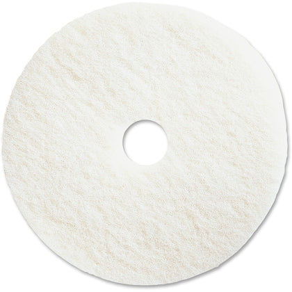 Genuine Joe 13’’ Polishing Floor Pad - Resilient Fiber for 175-350 rpm Speed - White - 5/Carton - Machines & Accessories