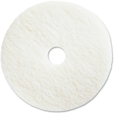 Genuine Joe 13’’ Polishing Floor Pad - Resilient Fiber for 175-350 rpm Speed - White - 5/Carton - Machines & Accessories