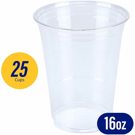 Genuine Joe 16 oz Clear Plastic Cups - fl - Cold Drink Beverage - 25 / Pack
