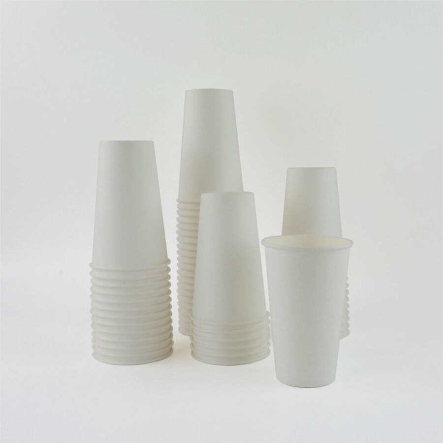 Genuine Joe 16 oz Disposable Hot Cups - fl - White - Polyurethane - Coffee Drink Picnic Company Tea Chocolate
