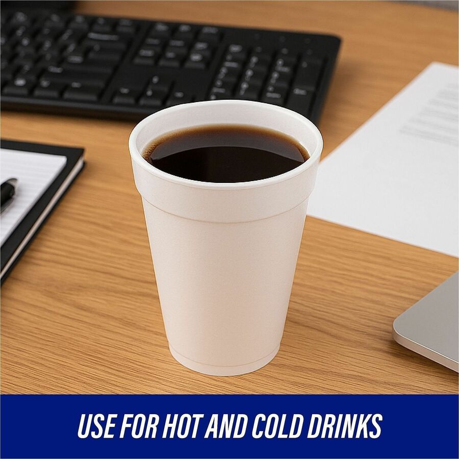 Genuine Joe 16 oz Hot/Cold Foam Cups - fl - White - Hot Drink Cold - 25/Pack - 20 / Carton