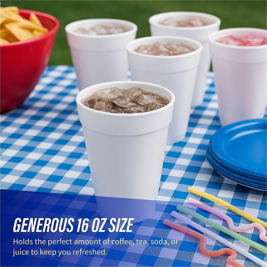 Genuine Joe 16 oz Hot/Cold Foam Cups - fl - White - Hot Drink Cold - 25/Pack - 20 / Carton