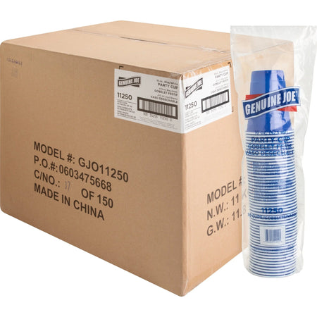 Genuine Joe 16 oz Party Cups - fl - Blue White - Plastic - Cold Drink Beverage - 50/Pack - 20 / Carton
