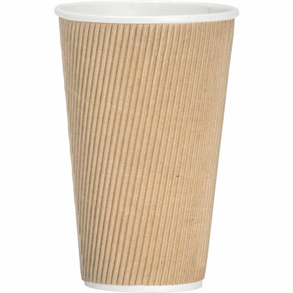 Genuine Joe 16 oz Rippled Hot Cups - Brown - 25 Pack