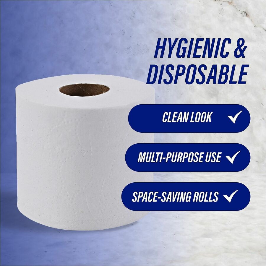 Genuine Joe 2-ply Standard Bath Tissue Rolls - 2 Ply - 4’’ Width x 3.20’’ Length - 500 Sheets/Roll - 1 5/8’’ Core