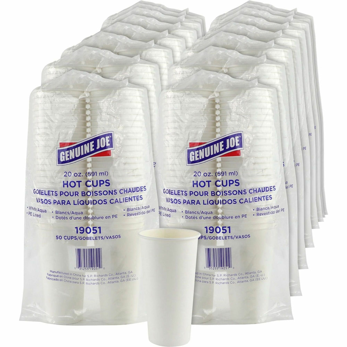 Genuine Joe 20 oz Disposable Hot Cups - fl - White - Polyurethane - Coffee Drink Picnic Company Tea Chocolate