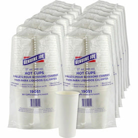 Genuine Joe 20 oz Disposable Hot Cups - White Polyurethane for Coffee & Tea