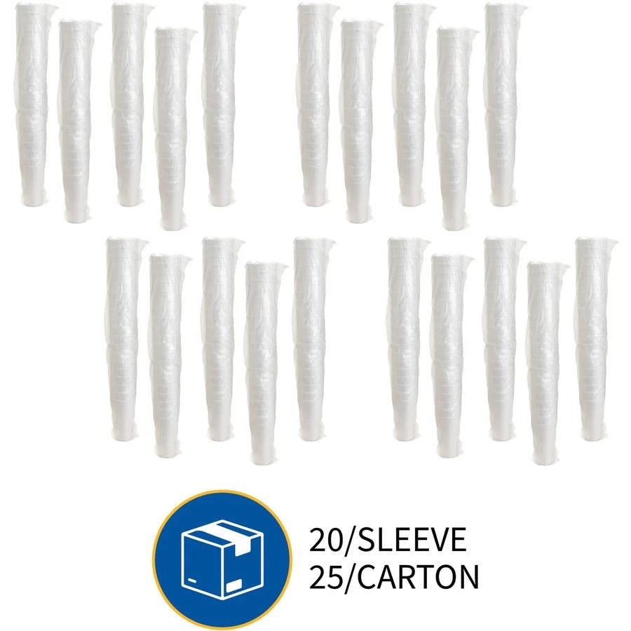 Genuine Joe 20 oz Foam Cups: White Styrofoam for Hot & Cold Drinks - Cups