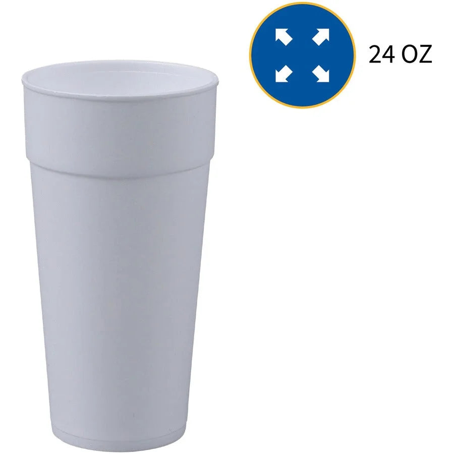 Genuine Joe 24 oz Foam Cups: White Styrofoam for Hot & Cold Drinks - Cups
