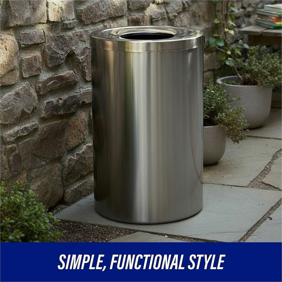 Genuine Joe 30 Gallon Stainless Steel Trash Receptacle - Alternate-Image2