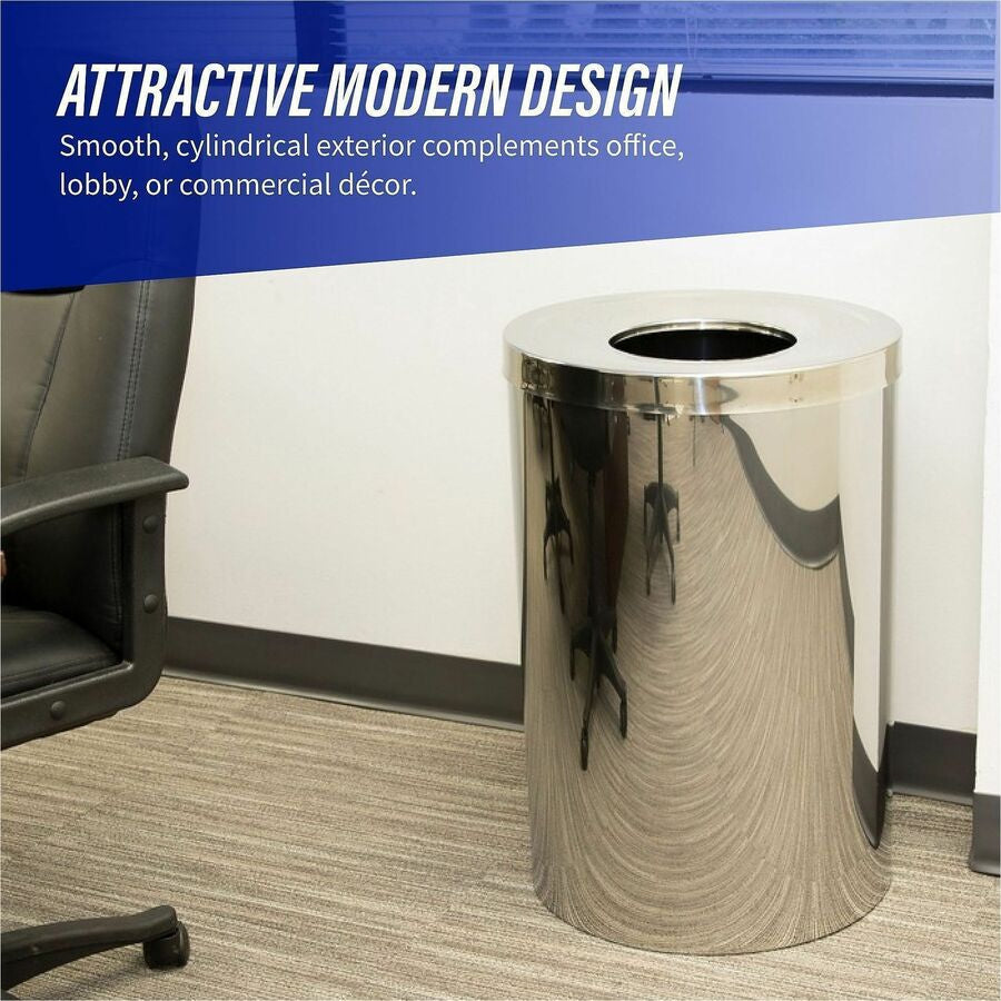 Genuine Joe 30 Gallon Stainless Steel Trash Receptacle - Alternate-Image3