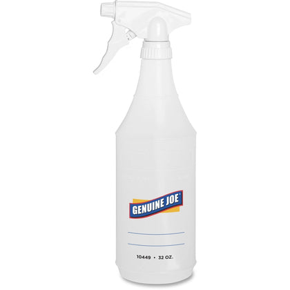 Genuine Joe 32 oz Trigger Spray Bottle - Suitable For Cleaning - Adjustable Flexible Graduated - 1 / Pack - Clear