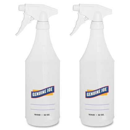 Genuine Joe 32 oz Trigger Spray Bottle - Suitable For Cleaning - Adjustable Flexible Graduated - Clear - 2/Pack - 24