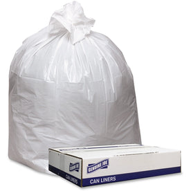 Genuine Joe 33 gal White Can Liners: Industrial Trash Bags 39’’x33’’ 0.90 mil - Recycled 100/Carton - & Liners