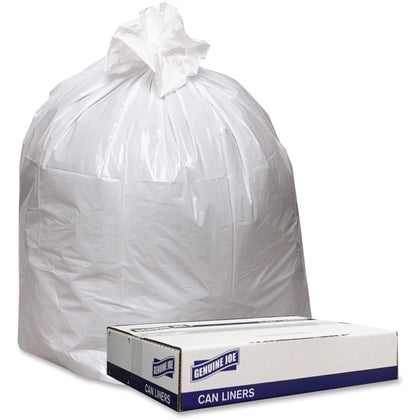 Genuine Joe 33 gal White Can Liners: Industrial Trash Bags 39’’x33’’ 0.90 mil - Recycled 100/Carton - & Liners