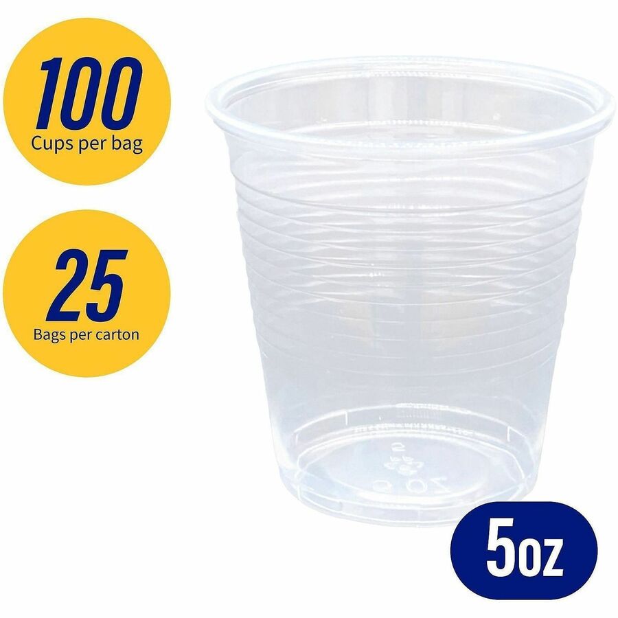 Genuine Joe 5 oz Transparent Beverage Cups - fl - Clear - Plastic - 100/Bag - 25 / Carton
