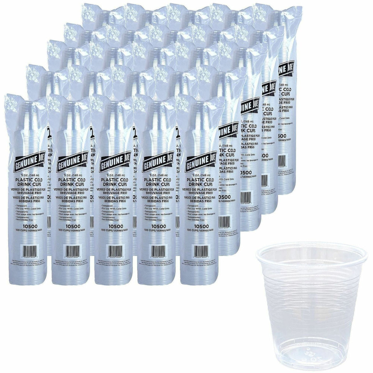 Genuine Joe 5 oz Transparent Beverage Cups - fl - Clear - Plastic - 100/Bag - 25 / Carton