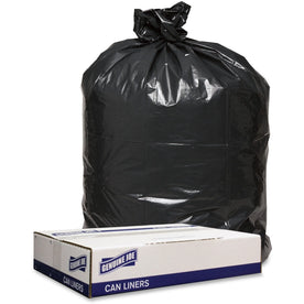 Genuine Joe 56 gal Black Can Liners - Low Density Recycled - 100/Carton - Trash Bags &