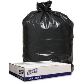 Genuine Joe 56 gal Black Can Liners - Low Density Recycled - 100/Carton - Trash Bags &
