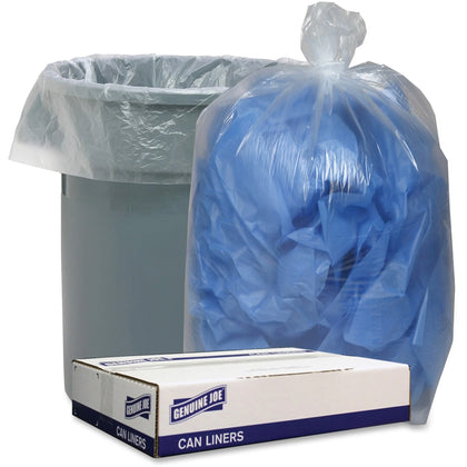 Genuine Joe 60 gal Can Liners: 58’’x38’’ 1.75 mil - Clear Recycled - 100/Carton - Trash Bags & Liners